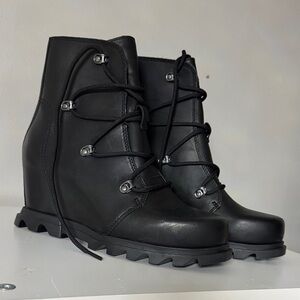 Sorel Black Wedge Ankle Boots